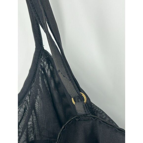 VTG Victoria's Secret Asymmetrical Medium Black Babydoll Lace Cami Coquette Y2K - Picture 5 of 6